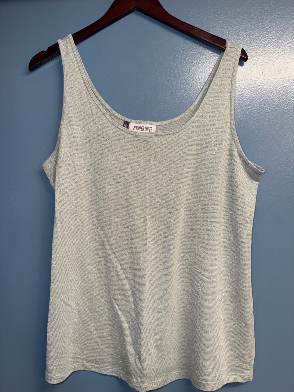 Jennifer Lopez Light Silver Shimmer Scoop Neck Tank